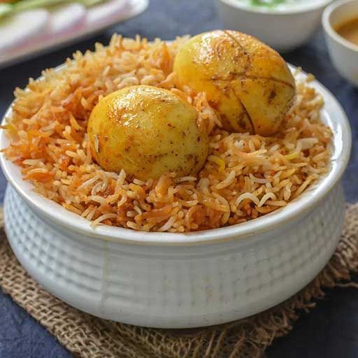 Egg Biryani closeup detail 1